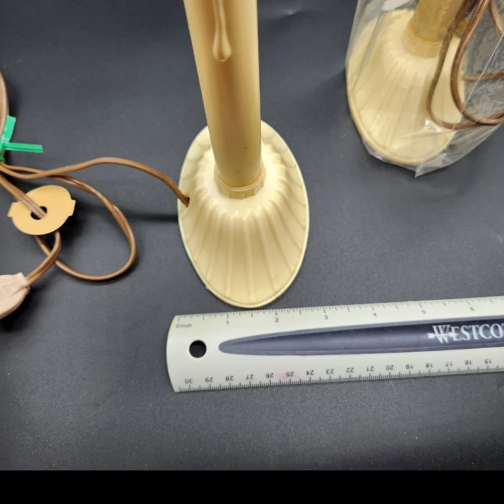 Two Vintage Working/Tested Beacon Electrical Christmas Candles Beige Bases Clean